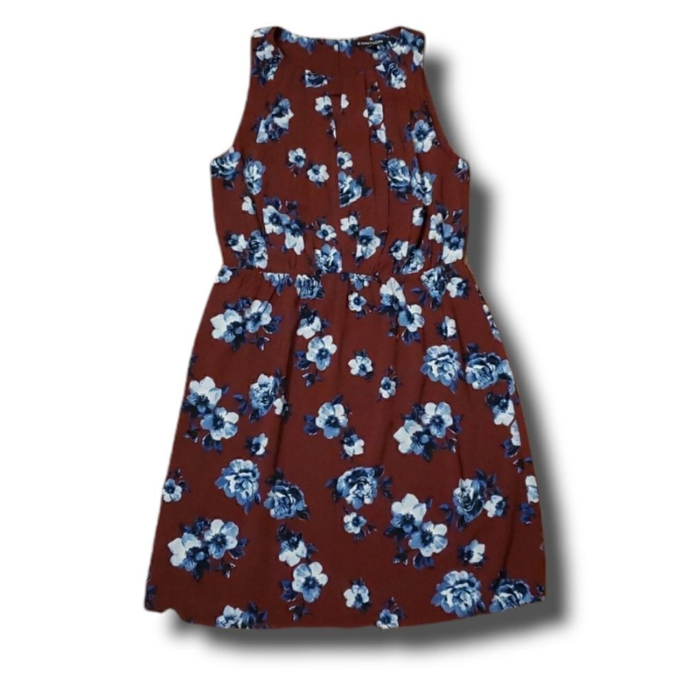 STITCH Fix | 41 Hawthorn Eden A‎ Line Keyhole Burgundy Floral Dress Sz Small